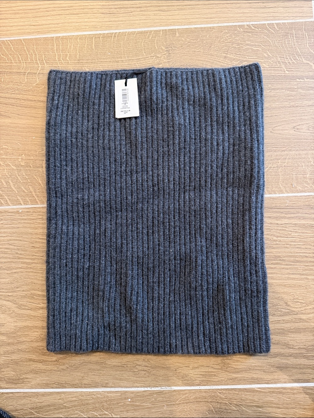 Ribbed Knit Tube Scarf - Charcoal Gray